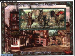 Azerbaijan 1997 Grimm Fairy Tales 3v M/s, Mint NH, Nature - Cats - Dogs - Poultry - Art - Fairytales - Verhalen, Fabels En Legenden