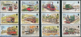 Isle Of Man 1988 Definitives, Railways, Tramways 12v, Mint NH, Transport - Railways - Trams - Trains