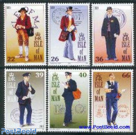 Isle Of Man 2001 Mail Men 6v, Mint NH, Transport - Post - Motorcycles - Correo Postal