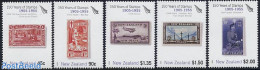 New Zealand 2005 150 Years Stamps 5v (1905-1955 Period), Mint NH, Nature - Transport - Horses - Stamps On Stamps - Air.. - Nuovi