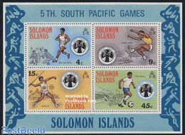Solomon Islands 1975 Southpacific Games S/s, Mint NH, Sport - Transport - Athletics - Football - Sport (other And Mixe.. - Atletiek