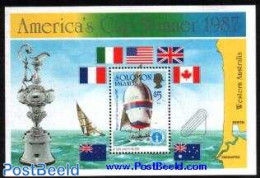 Solomon Islands 1987 Americas Cup S/s, Mint NH, Sport - Transport - Sailing - Sport (other And Mixed) - Ships And Boats - Segeln