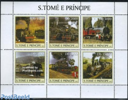 Sao Tome/Principe 2003 Steam Locomotives 6v M/s, Mint NH, Transport - Railways - Eisenbahnen