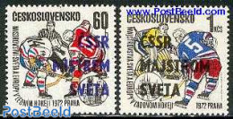Czechoslovkia 1972 Ice Hockey World Champion 2v, Mint NH, Sport - Ice Hockey - Sport (other And Mixed) - Otros & Sin Clasificación