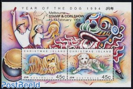 Christmas Islands 1994 Melbourne Stamp & Coin Show S/s, Mint NH, Nature - Various - Dogs - Philately - New Year - Año Nuevo