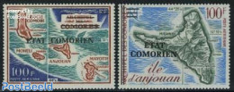 Comoros 1975 Maps, Overprints 2v, Mint NH, Various - Maps - Aardrijkskunde