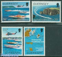 Guernsey 1988 Motorboat Races 4v, Mint NH, Sport - Transport - Various - Sport (other And Mixed) - Helicopters - Ships.. - Hélicoptères