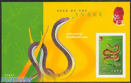Hong Kong 2001 Year Of The Snake S/s, Mint NH, Nature - Various - Snakes - New Year - Unused Stamps
