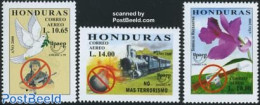 Honduras 1999 UPAEP 3v, Mint NH, Nature - Transport - Flowers & Plants - U.P.A.E. - Railways - Eisenbahnen