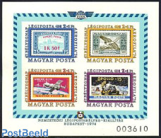 Hungary 1974 Aerofila S/s Imperforated, Mint NH, Transport - Stamps On Stamps - Aircraft & Aviation - Space Exploration - Unused Stamps