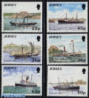 Jersey 2001 Connections With France 6v, Mint NH, Transport - Ships And Boats - Boten
