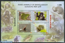 Bangladesh 2011 Rare Animals 4v M/s, Mint NH, Nature - Animals (others & Mixed) - Cat Family - Frogs & Toads - Monkeys.. - Bangladesch