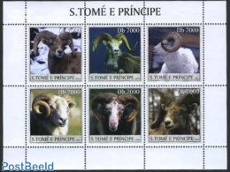 Sao Tome/Principe 2002 Wild Sheeps 6v M/s, Mint NH, Nature - Animals (others & Mixed) - Cattle - Sao Tome Et Principe