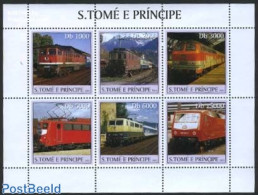 Sao Tome/Principe 2003 Locomotives 6v M/s, Mint NH, Transport - Railways - Eisenbahnen