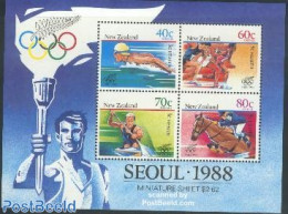 New Zealand 1988 Health, Olympic Games Seoul S/s, Mint NH, Health - Nature - Sport - Health - Horses - Olympic Games - Nuevos