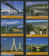 Portugal 2008 Bridges 6v, Mint NH, Transport - Ships And Boats - Art - Bridges And Tunnels - Neufs