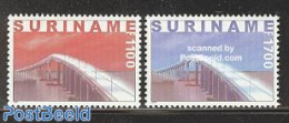 Suriname, Republic 2000 Suriname River Bridge 2v, Mint NH, Art - Bridges And Tunnels - Ponti