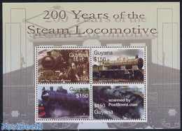 Guyana 2004 Steam Locomotives 4v M/s, GWR King, Mint NH, Transport - Railways - Trains