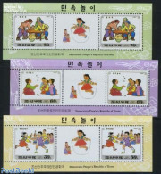 Korea, North 1997 Children Games 3 M/s, Mint NH, Various - Toys & Children's Games - Corea Del Norte