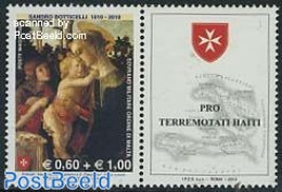Sovereign Order Of Malta 2010 Sandro Botticelli/Haiti Aid 1v+tab, Mint NH, Various - Maps - Art - Paintings - Geografia