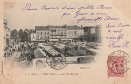 CHOLET Place Travot Jour De Marché  Timbre Semeuse 10 C  1903 - Cholet