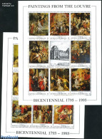 Antigua & Barbuda 1993 Louvre Museum 2x8v M/s, Mint NH, Art - Museums - Paintings - Museums