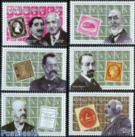 Antigua & Barbuda 1993 Famous Philatelists 6v, Mint NH, Transport - Philately - Stamps On Stamps - Aircraft & Aviation - Postzegels Op Postzegels
