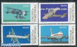 Portugal 1982 Lubrapex, Aeroplanes 4v, Mint NH, Transport - Philately - Aircraft & Aviation - Neufs