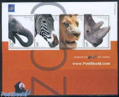 Portugal 2001 Lisbon Zoo S/s, Mint NH, Nature - Animals (others & Mixed) - Cat Family - Elephants - Rhinoceros - Ungebraucht