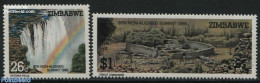 Zimbabwe 1986 Blockfree States 2v, Mint NH, Nature - Water, Dams & Falls - Art - Castles & Fortifications - Châteaux