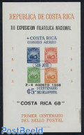 Costa Rica 1968 Stamp Expo S/s Imperforated, Mint NH, Stamps On Stamps - Briefmarken Auf Briefmarken