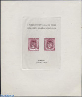 Chile 1958 Exfina Imperforated Sheet, Mint NH, History - Coat Of Arms - Cile