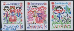 Hungary 1979 Int. Year Of The Child 3v Imperforated, Mint NH, Nature - Various - Butterflies - Cats - Dogs - Toys & Ch.. - Ungebraucht