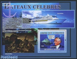 Comoros 2009 Ships, Jacques Cousteau S/s, Mint NH, History - Transport - Explorers - Ships And Boats - Explorers