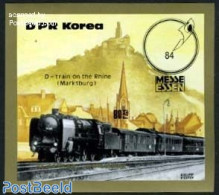 Korea, North 1984 Essen Stamp Expo S/s, Imperforated, Mint NH, Transport - Philately - Railways - Trenes