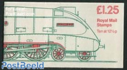 Great Britain 1983 LNER Mallard Booklet, Selvedge At Right, Mint NH, Transport - Stamp Booklets - Railways - Unused Stamps