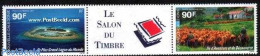 New Caledonia 1994 Stamp Saloon Paris 2v+tab [:T:], Mint NH, Nature - Various - Cattle - Philately - Lighthouses & Saf.. - Ongebruikt