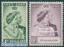 Nyasaland 1948 Silver Wedding 2v, Mint NH, History - Kings & Queens (Royalty) - Royalties, Royals