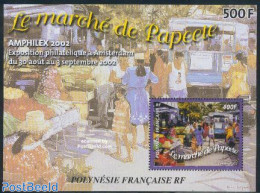 French Polynesia 2002 Amphilex 2002 S/s, Mint NH, Transport - Various - Automobiles - Motorcycles - Street Life - Unused Stamps
