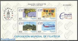 Spain 1996 Espamer S/s, Mint NH, Transport - Various - Stamps On Stamps - Aircraft & Aviation - Maps - Unused Stamps