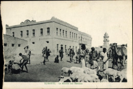 CPA Dschibuti, Viehmarkt, Ziegen, Kamel - Sonstige & Ohne Zuordnung