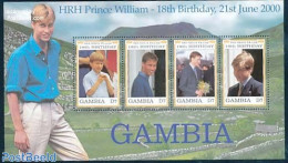 Gambia 2000 Prince William 4v M/s, Mint NH, History - Kings & Queens (Royalty) - Royalties, Royals