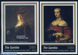 Gambia 2006 Rembrandt 2 S/s, Lady With A Lap Dog, A Young Woma, Mint NH, Nature - Dogs - Art - Paintings - Rembrandt - Gambie (...-1964)