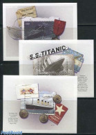 Gambia 1998 Titanic 3 S/s, Mint NH, History - Transport - Decorations - Ships And Boats - Titanic - Art - Clocks - Dis.. - Militaria