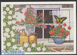 Gabon 1997 Geranium, Butterfly S/s, Mint NH, Nature - Butterflies - Flowers & Plants - Unused Stamps
