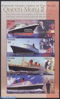 Grenada 2004 Queen Mary 2 4v M/s, Mint NH, History - Transport - Kings & Queens (Royalty) - Ships And Boats - Royalties, Royals