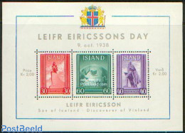 Iceland 1938 Leif Eriksson Day S/s, Mint NH, Various - Maps - Art - Sculpture - Nuovi