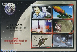 Liberia 2009 Luna 9 6 V M/s, Mint NH, Transport - Space Exploration - Other & Unclassified