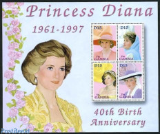 Gambia 2002 Princess Diana 4v M/s, Mint NH, History - Kings & Queens (Royalty) - Royalties, Royals
