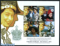Gambia 2002 Golden Jubilee 4v M/s, Mint NH, History - Kings & Queens (Royalty) - Royalties, Royals